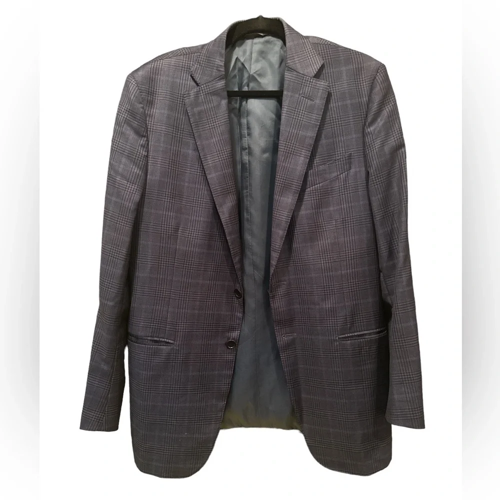 TRUSSINI made In Italy Super 130’s Wool Check Print Jacket Size 42R (52 Italian)
